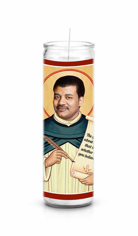 Neil Degrasse Tyson Funny Saint Celebrity Prayer Candle